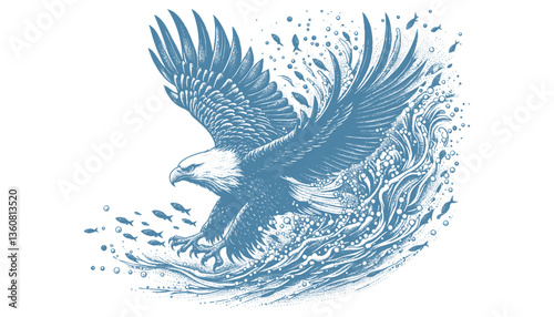 eagle engraving vector illustration