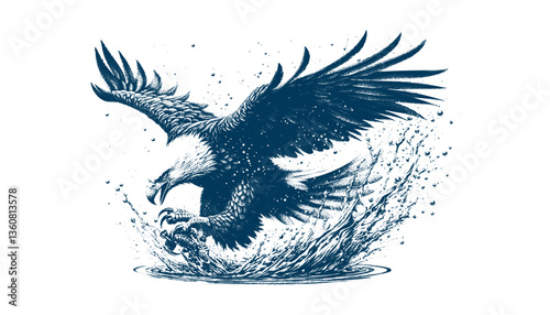 eagle engraving vector illustration
