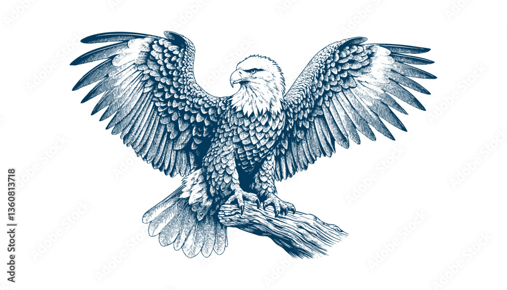 Obraz premium eagle engraving vector illustration