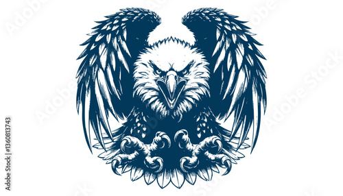 eagle engraving vector illustration