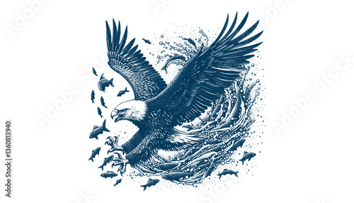 eagle engraving vector illustration