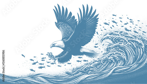 eagle engraving vector illustration