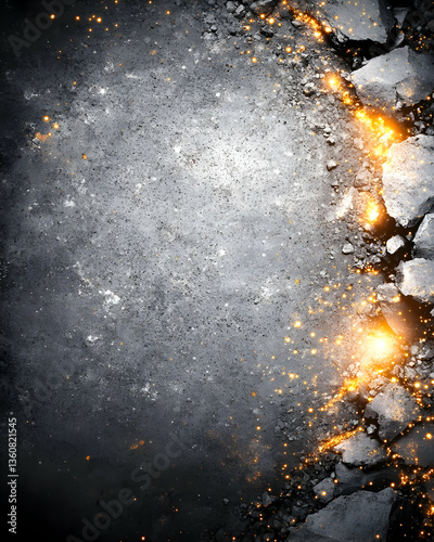 Glowing Crack in Dark Metallic Surface