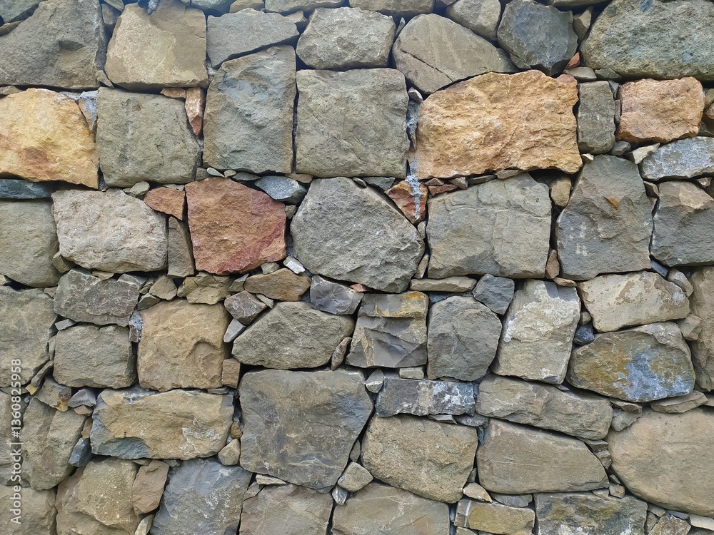 Texture of Irregular Stone Wall with Tones of Gray, Brown and Beige - Rustic Architectural Element. Texture of Irregular Stone Wall with Tones of Gray, Brown and Beige - Rustic Architectural Element.