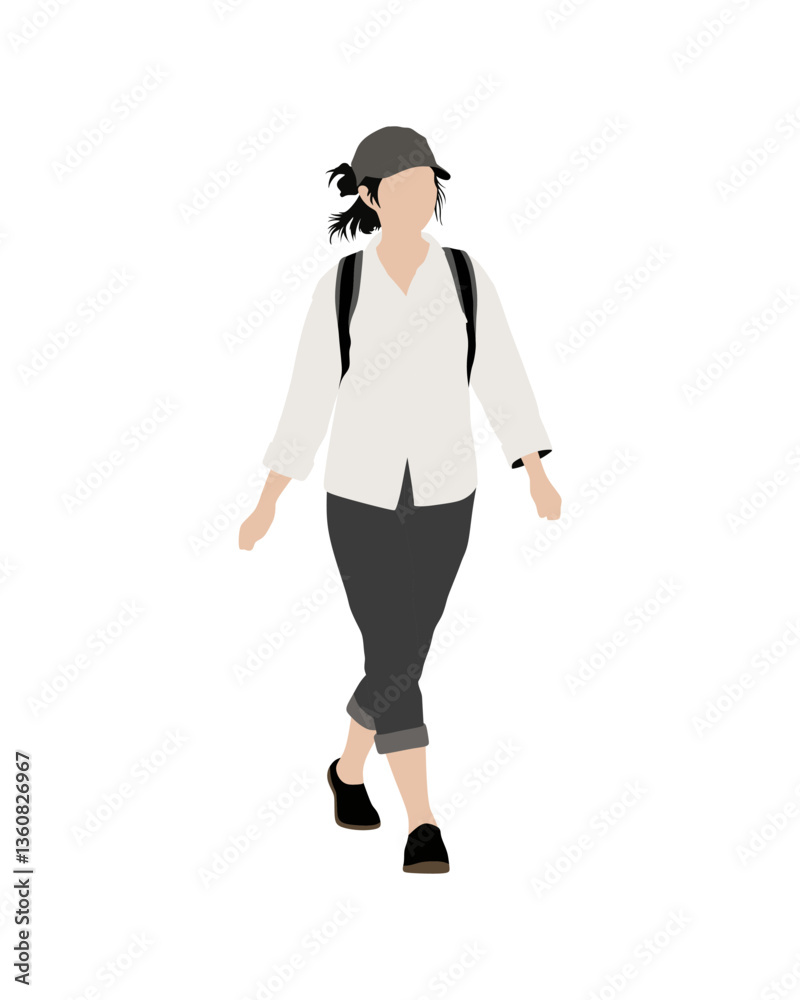 Flat vector people and illustration, woman with casual outfit Flat vector people and illustration, woman with casual outfit