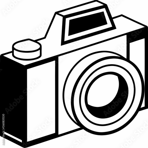 A bold, iconic camera ready to capture life's precious moments in a simple, black and white design.