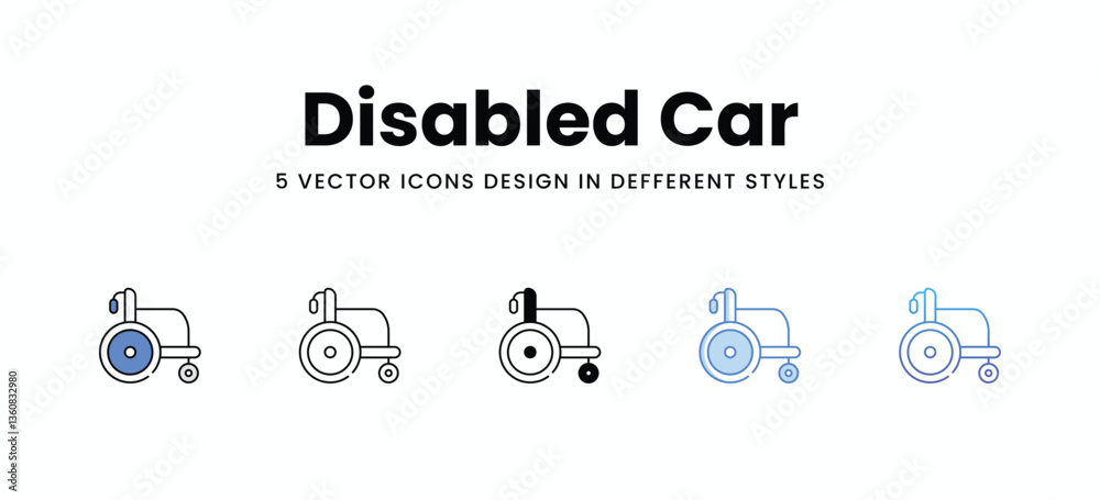 Disabled Car vector icons set stock illustration Disabled Car vector icons set stock illustration