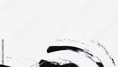 Black paint brush strokes on a white background. Black brushstroke textures for artistic backgrounds. 