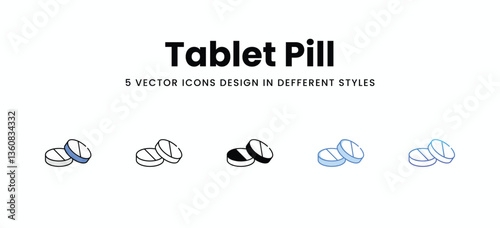 Tablet Pill vector icons set stock illustration
