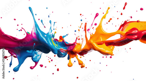 Fototapeta Naklejka Na Ścianę i Meble -  Colorful paint splashing and making a creative mess on white background