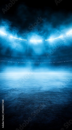 The illuminated sports stadium with bright lights during nighttime