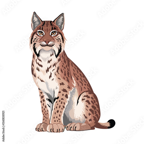 Lynx Illustration, Wild Cat with Striking Features and Bold Stance