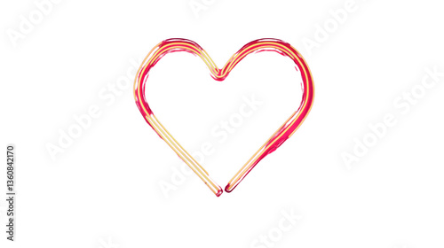 Red and gold brushstrokes creating heart shape on white background