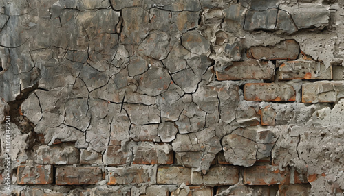 Old weathered wall with cracks. Damaged wall background. Cracked wall. Old wall texture. 