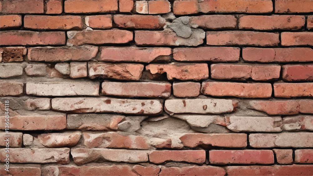 Old cracked brick wall. Damaged brick wall. Brick wall background. Brick wall texture. Old cracked brick wall. Damaged brick wall. Brick wall background. Brick wall texture.