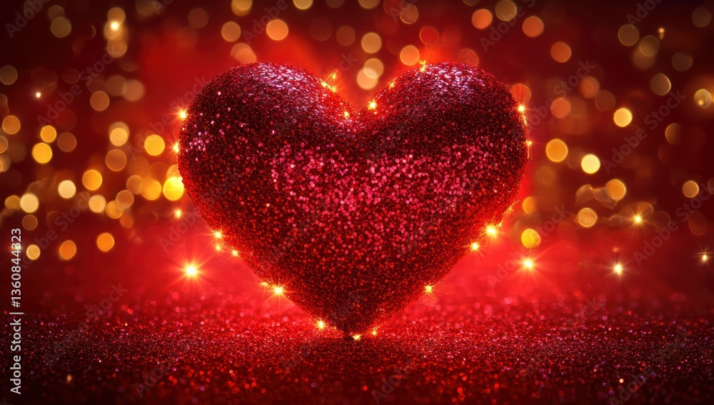 Sparkling Red Heart with Valentines. Sparkling Red Heart with Valentines.