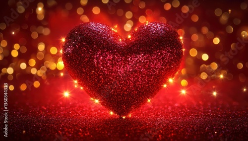 Sparkling Red Heart with Valentines.