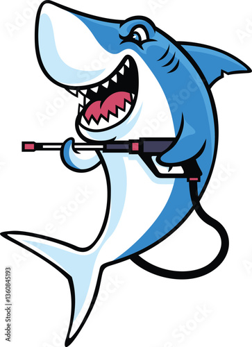 Blue Shark using High Pressure Water Gun