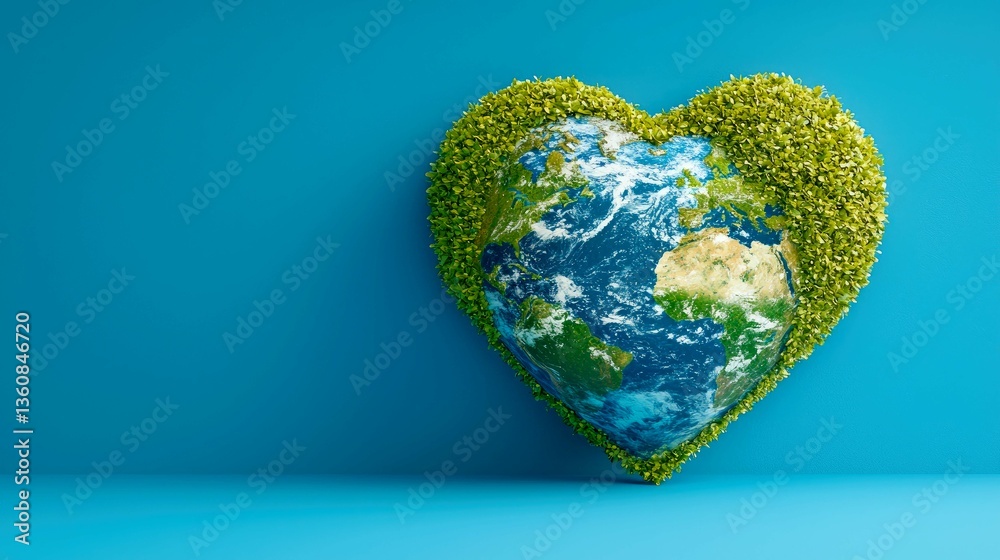 Fototapeta premium Heart-Shaped Earth: A Symbol of Environmental Love and Sustainability