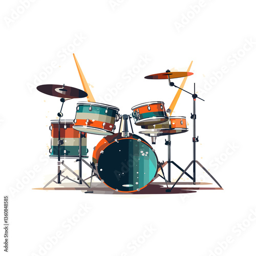 colorful drum set, playing, musical instrument clip art preview