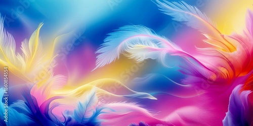 abstract background of colorful gradient with feathers