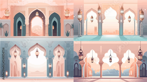 islamic banner layout template abstract vector