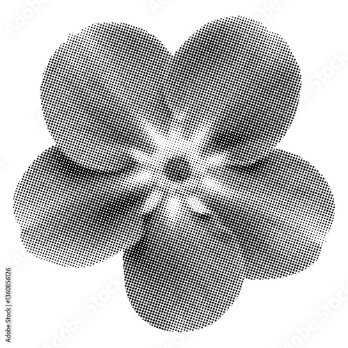 forget me nots flower isolated with five delicate petals retro halftone dotted cut-out collage element for spring mixed media design