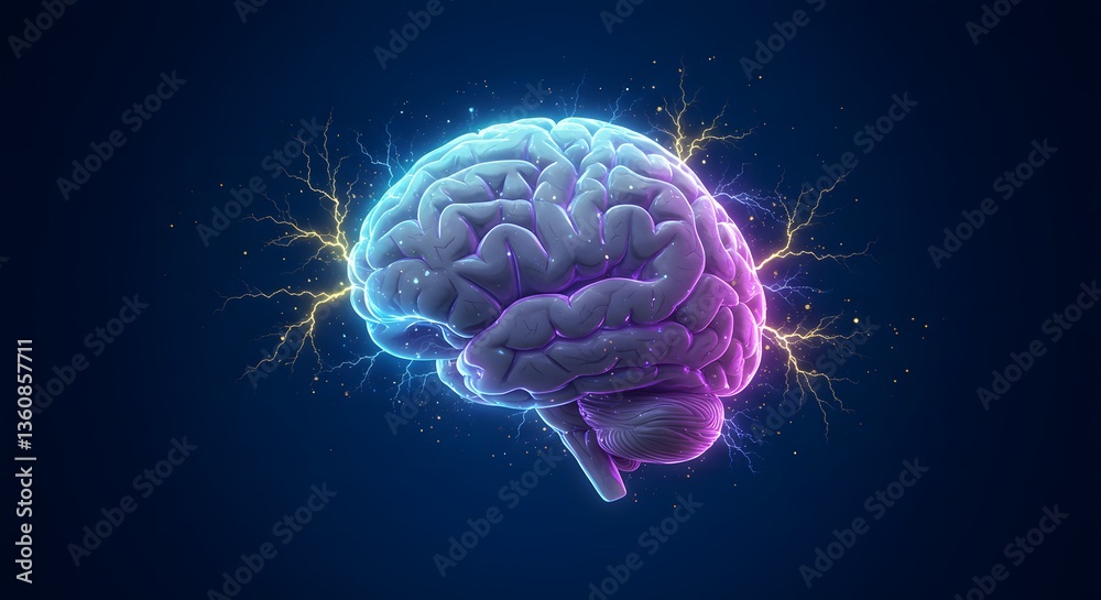 Fototapeta premium Glowing Brain with Neural Energy.