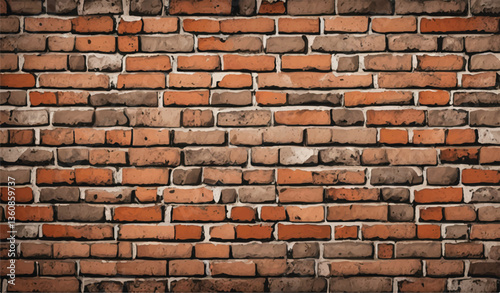 Brick wall background. Realistic brick wall vector illustration with detailed texture. Seamless brick wall. 
