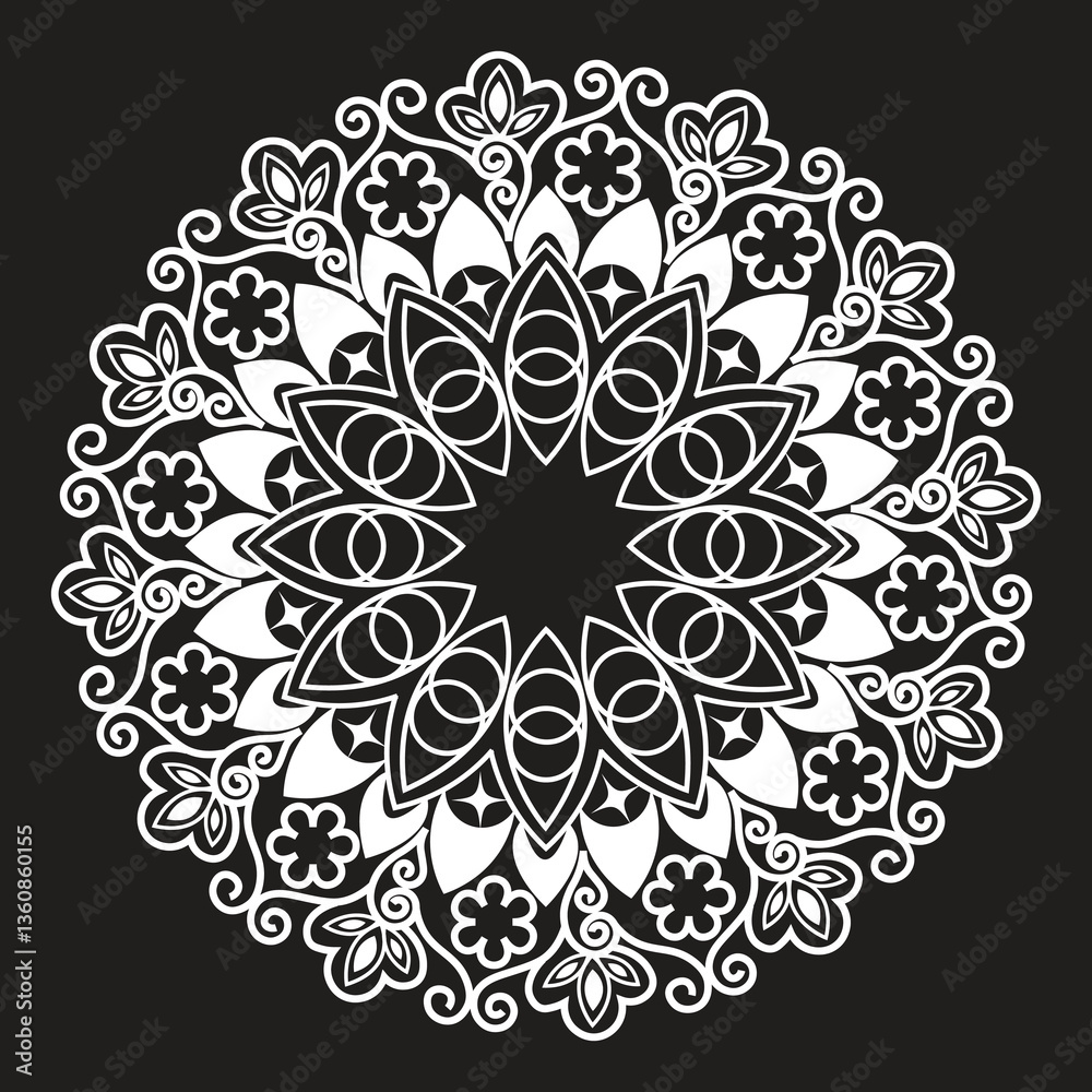 Round flower mandala design vector art. Round flower mandala design vector art.