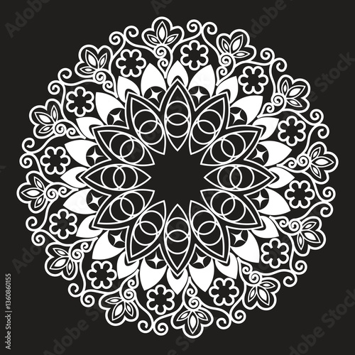 Round flower mandala design vector art.