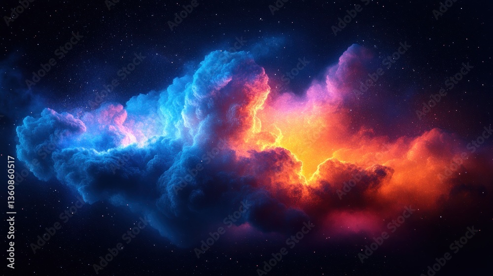 Obraz premium Cosmic Nebula: A Celestial Dance of Fire and Ice