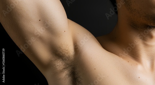 Close-up of Torso Revealing a Man's Armpit Showing Body Hair