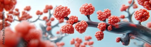 Depiction of cellular proliferation and angiogenesis within a biological system photo