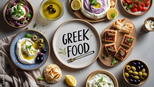 Wallpaper Mural Opa! A Vibrant Flat-Lay Celebration of Traditional Greek Cuisine Torontodigital.ca