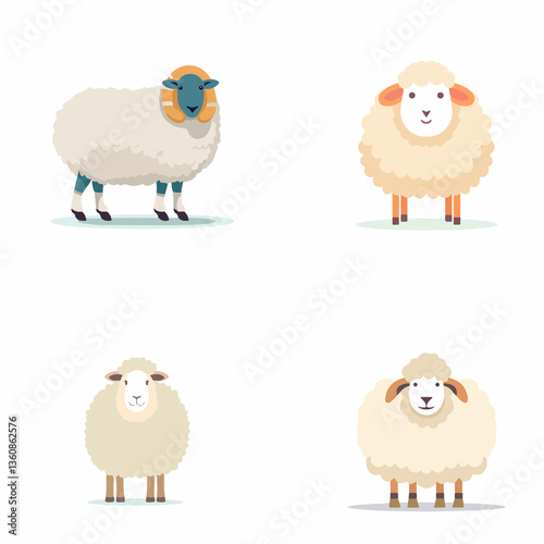 cartoon white sheep vector art illustration