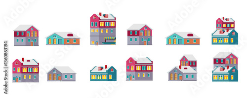 SET BUNDLE home AT WINTER cartoon logo cute set
