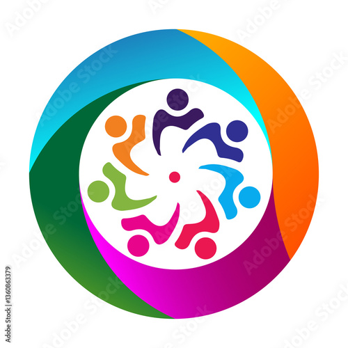 circle unity people charity community logo achievement template