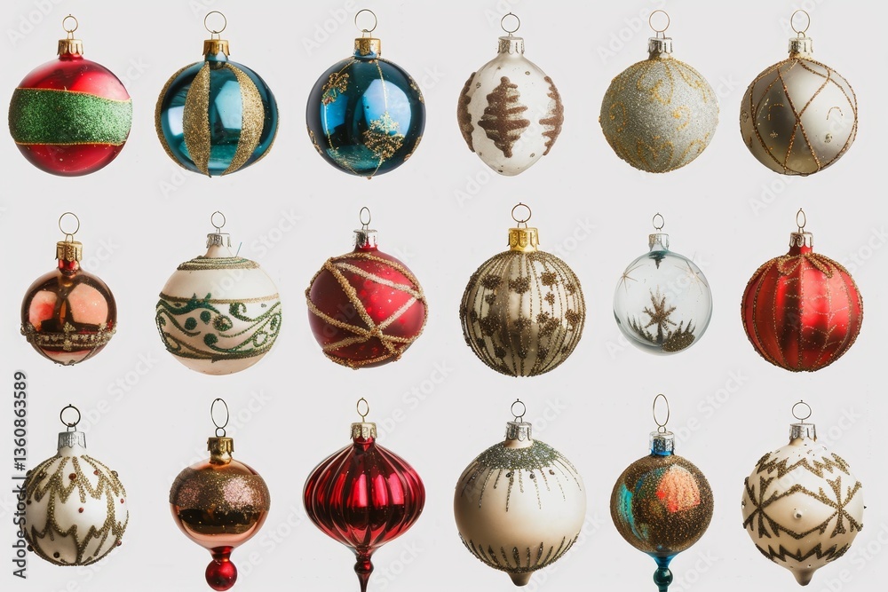 Christmas Decorations on a Transparent White Background Christmas Decorations on a Transparent White Background