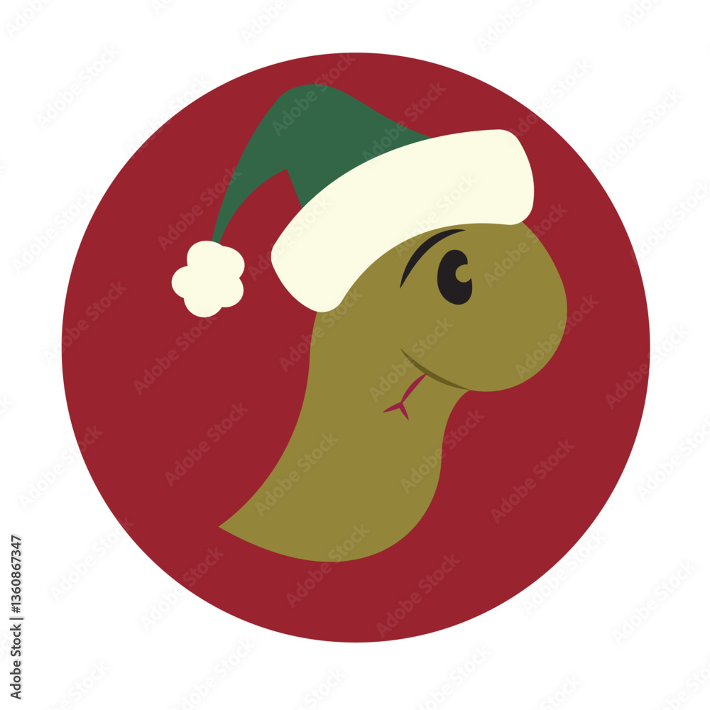 Obraz premium Cute turtle avatar with a winter hat icon