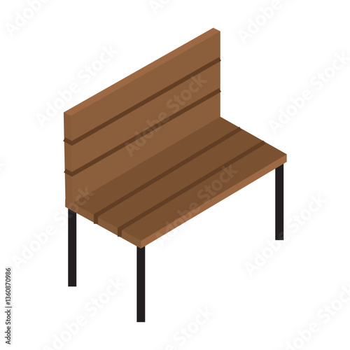 Colored isometric park bench icon Vector