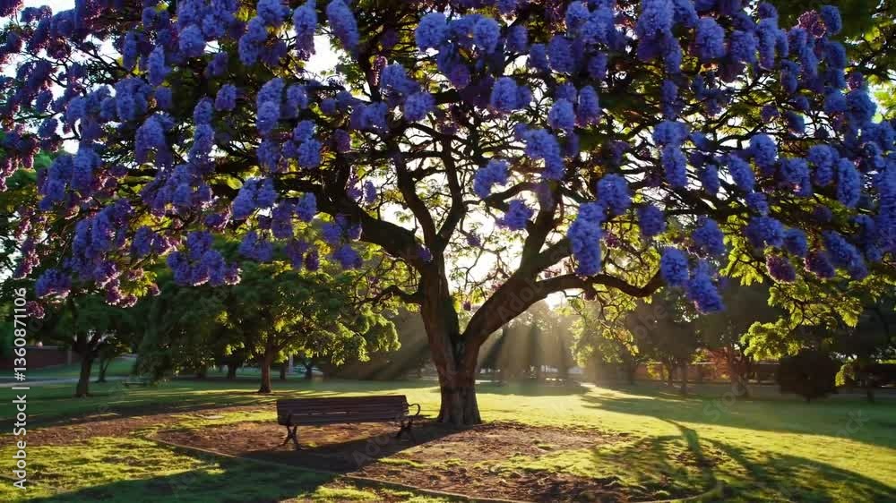 Majestic Jacaranda Tree in Serene Park Setting  