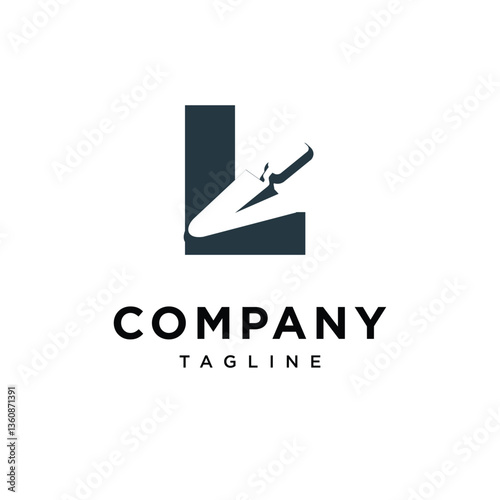 Letter L Triangle Bricklaying Trowel Logo Icon Vector