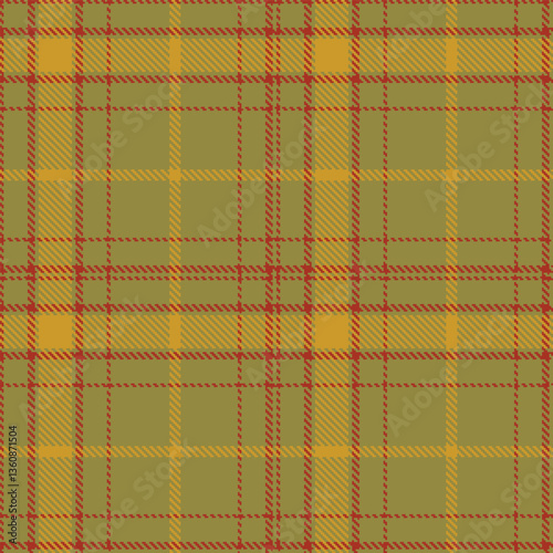 Vivid Drab and Soft Burnt Red Seamless Tartan Textile Design