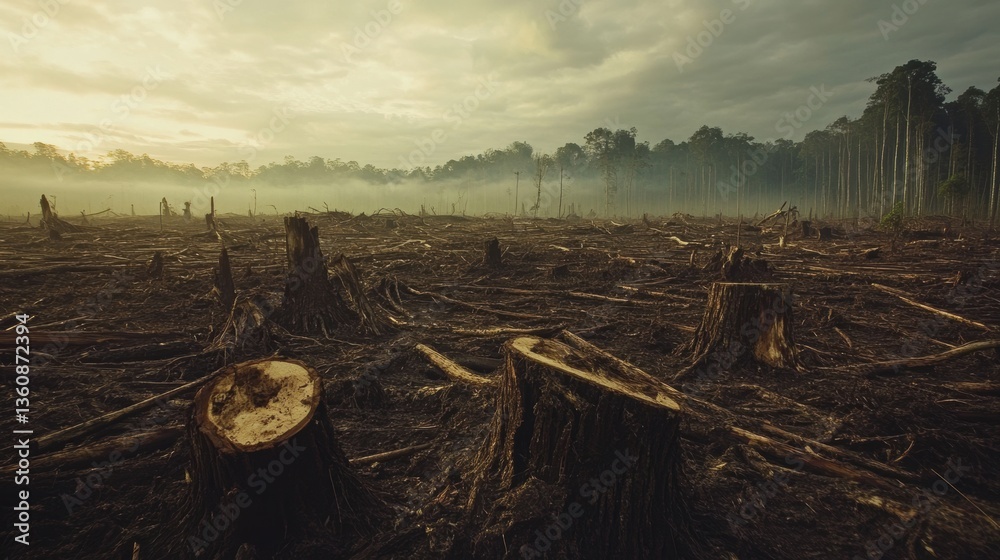 Obraz premium Deforestation. Ecology. Environment conservation topic.