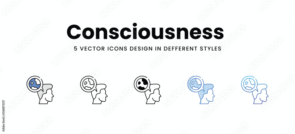Consciousness  vector icons set stock illustration