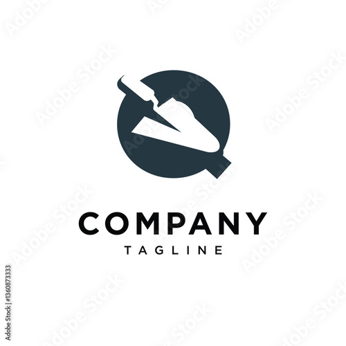 Letter Q Triangle Bricklaying Trowel Logo Icon Vector
