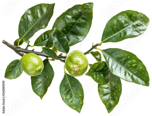 Wallpaper Mural Fresh green limes growing on a citrus tree branch  on Transparent Background Torontodigital.ca