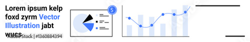 Pie chart and line graph showcasing data distribution and growth trends. Ideal for finance, marketing, business analytics, education, reporting, data presentation, simple landing page