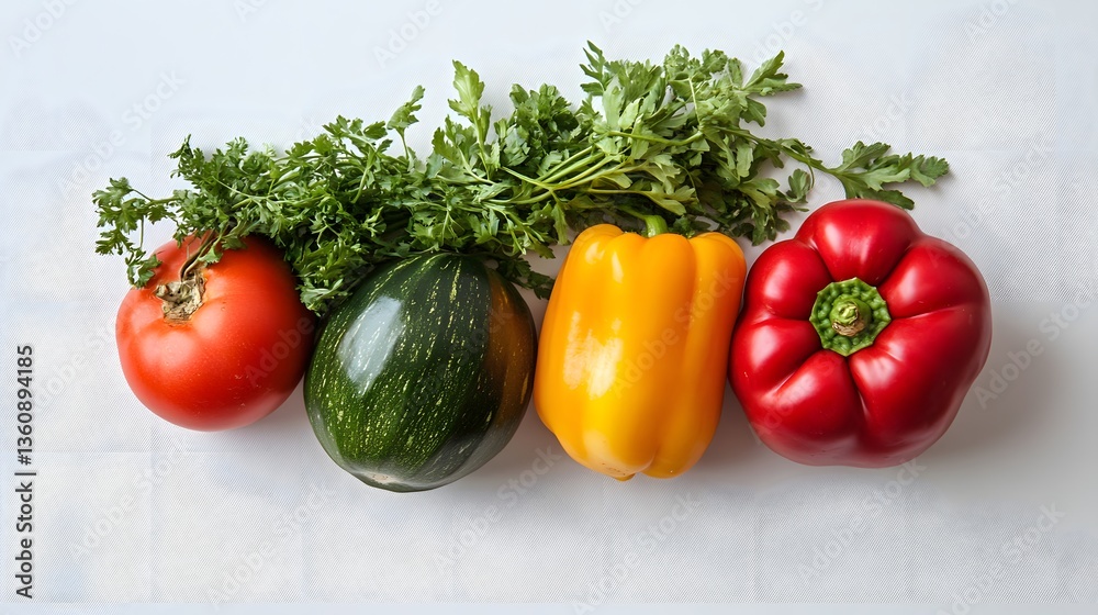 Fresh vegetables making a colorful row on white background Fresh vegetables making a colorful row on white background